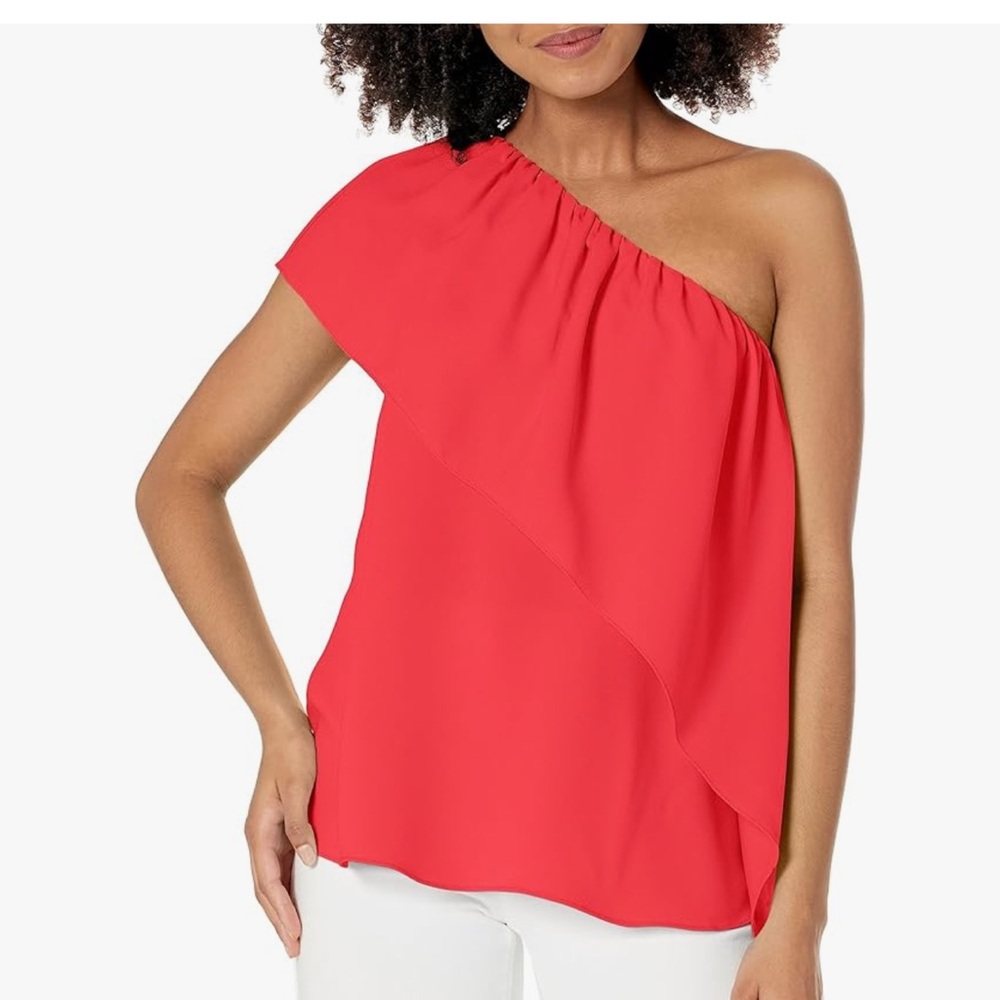 Trina Turk one shoulder as symmetrical ruffle blouse satisfied top